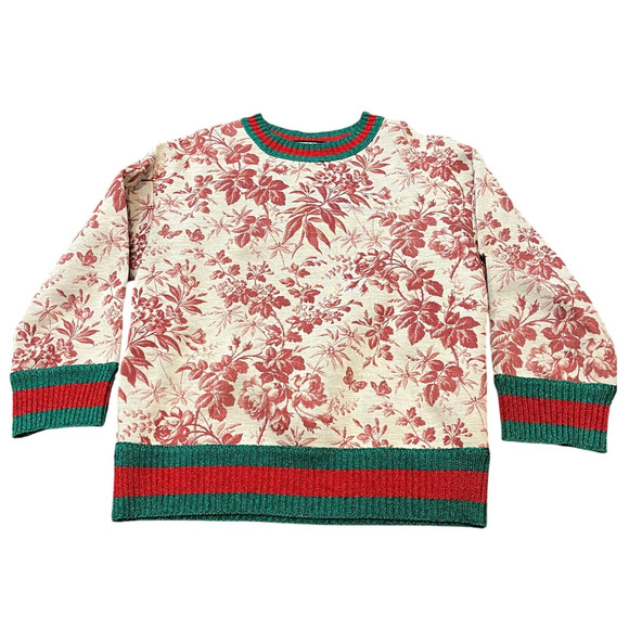 Gucci floral print green red ribbed collar cuff neoprene scuba knit size xs - Picture 1 of 10